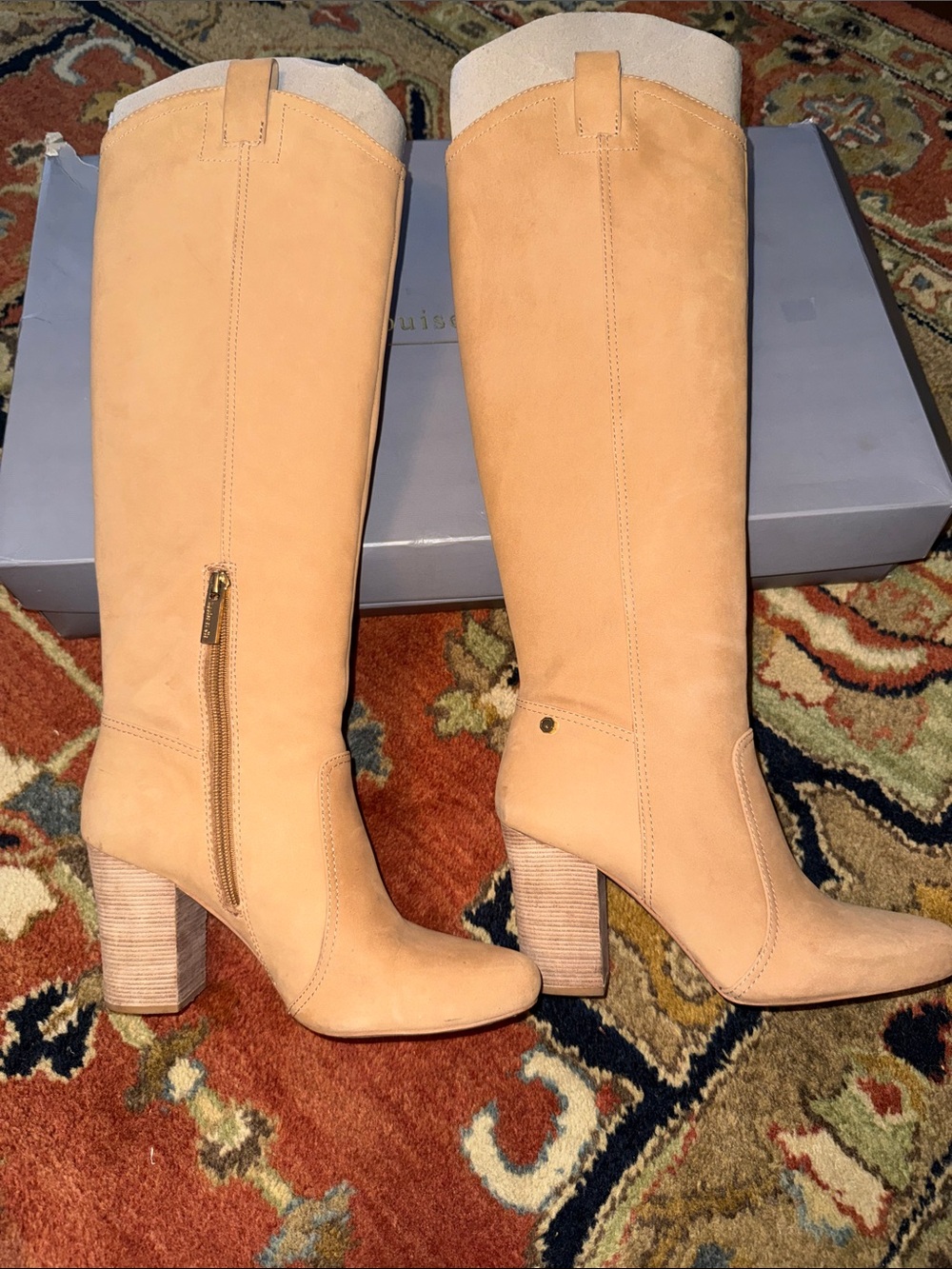 Women's Tall Suede Knee Boots in Tan Leather
